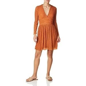 French Connection Women's Nocturnal Tabia Pleated Dress Orange Size8